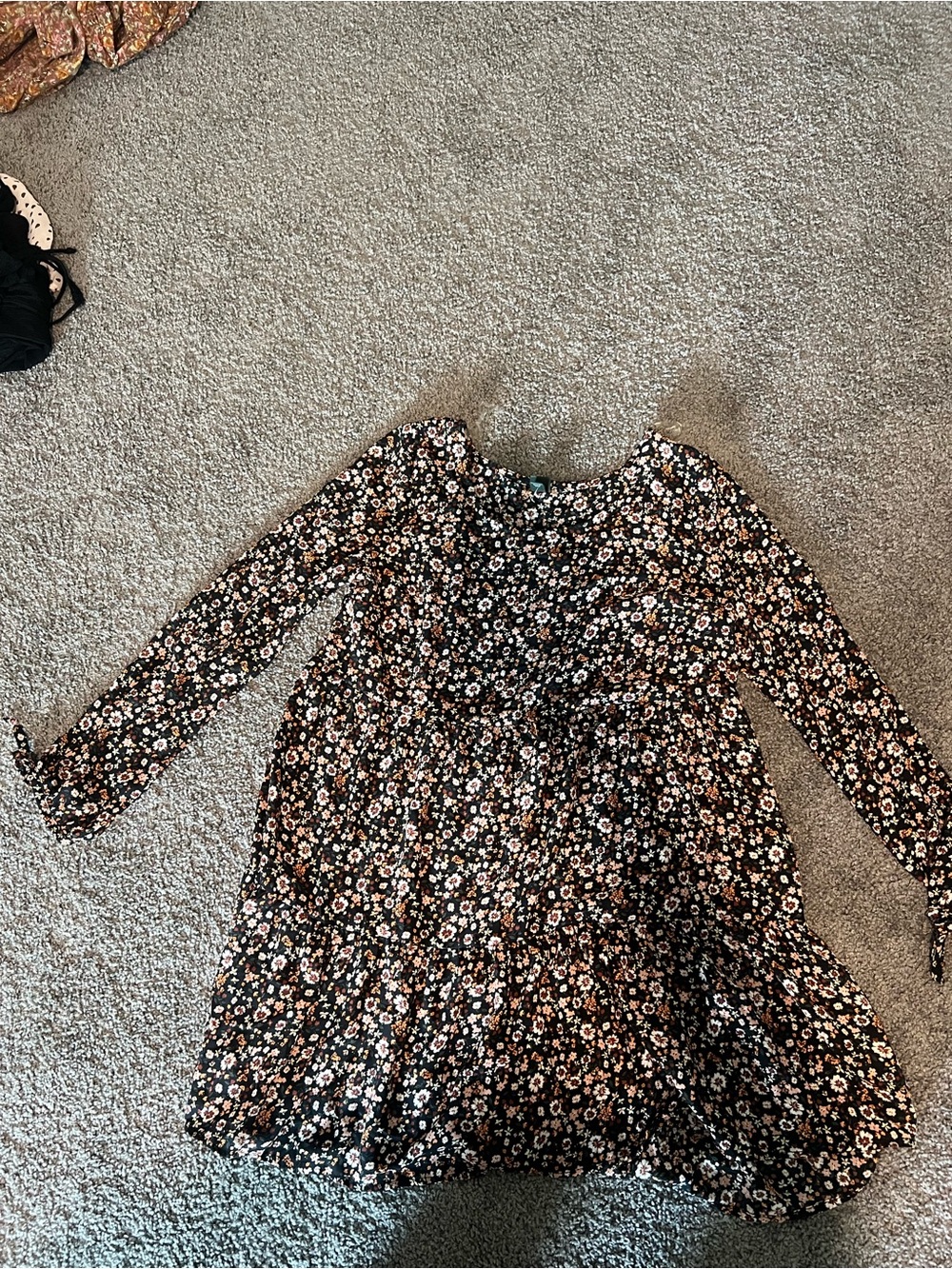 wild fable Black Floral Long Sleeve Dress